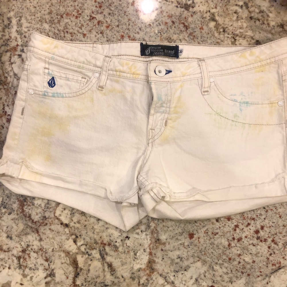 White Volcom Jean shorts
